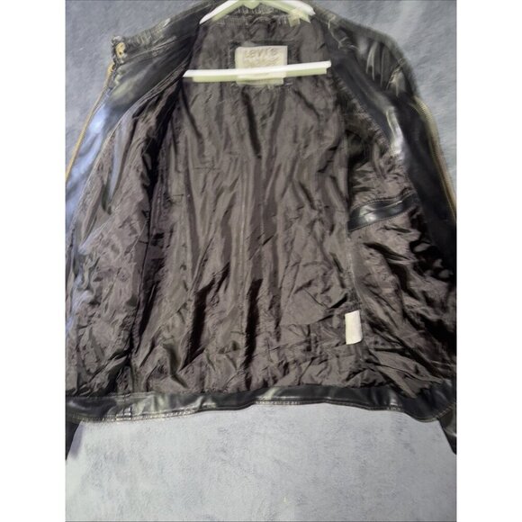 Levi's Apparel Men's Faux Leather Insulated Jacket, Black Sz Medium - Picture 8 of 11